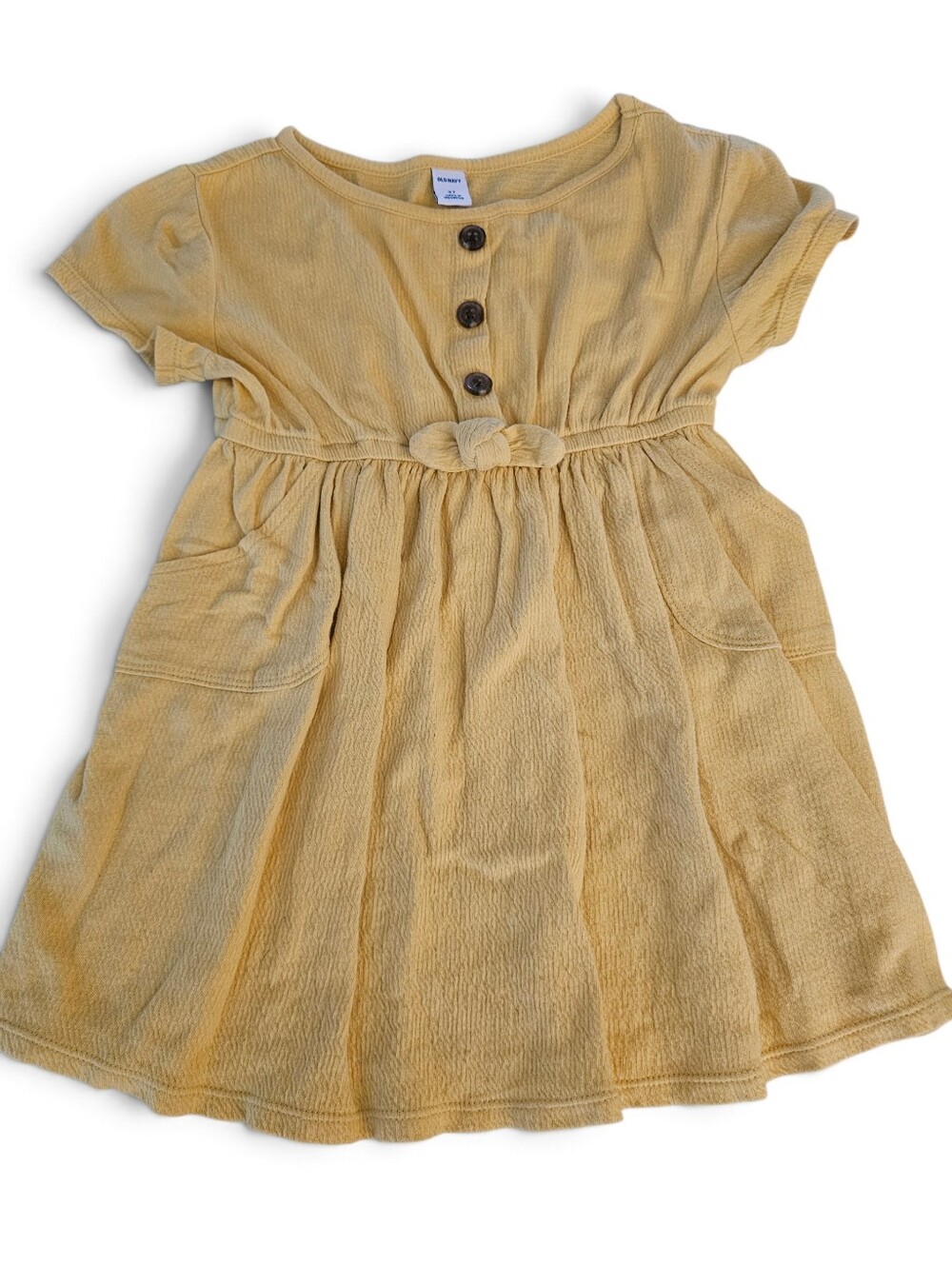 Old Navy Mustard Yellow Short-Sleeve Dress with Waist Bow